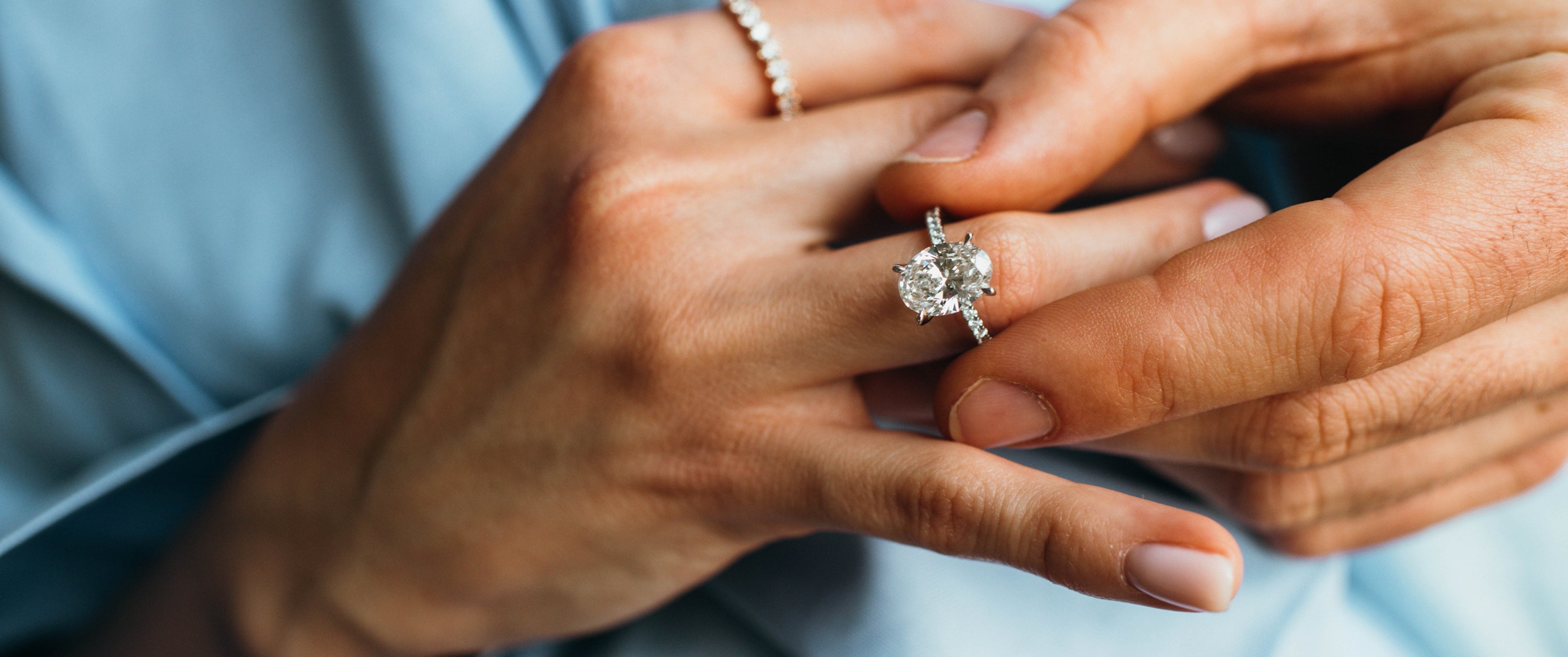 Close Up Oval Diamond Engagement Ring