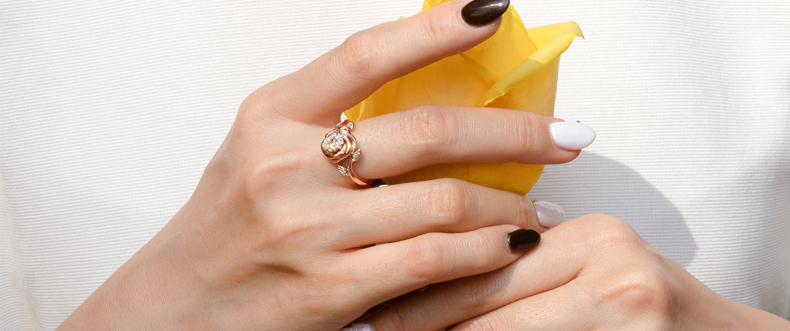 Close Up Belle Engagement Ring Enchanted Disney