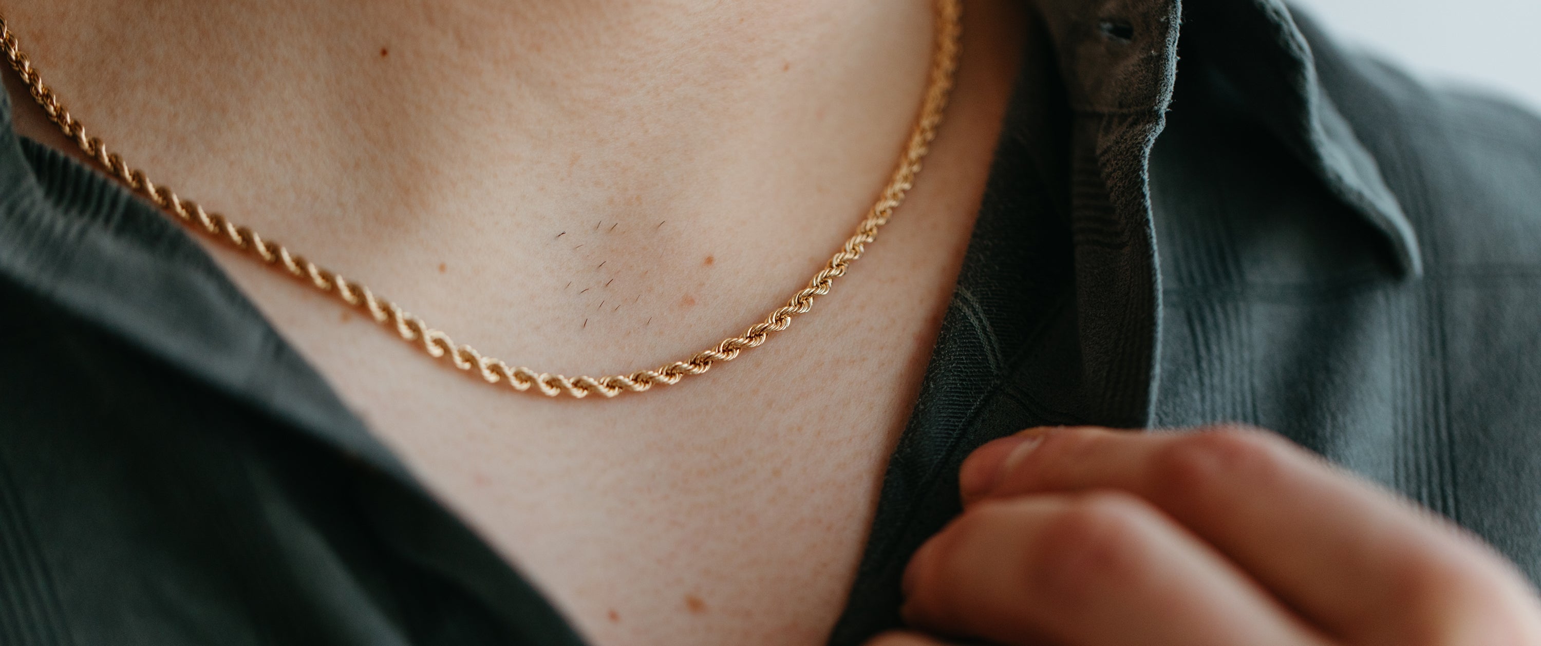 Close Up Man Wearing Necklace Chain
