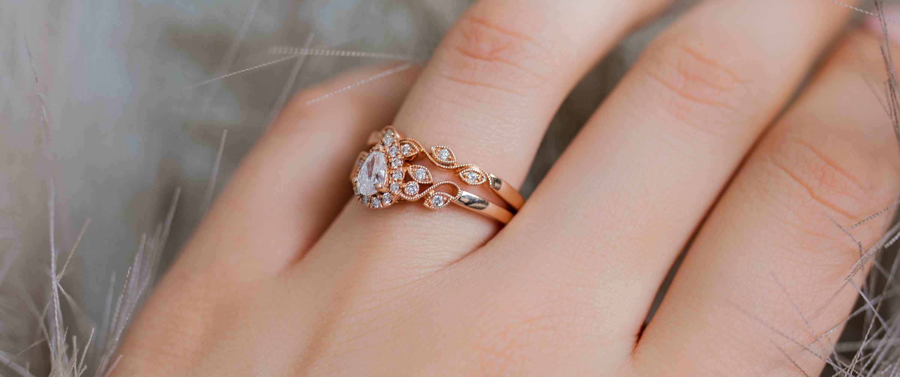 Close Up Rose Gold Engagement Ring