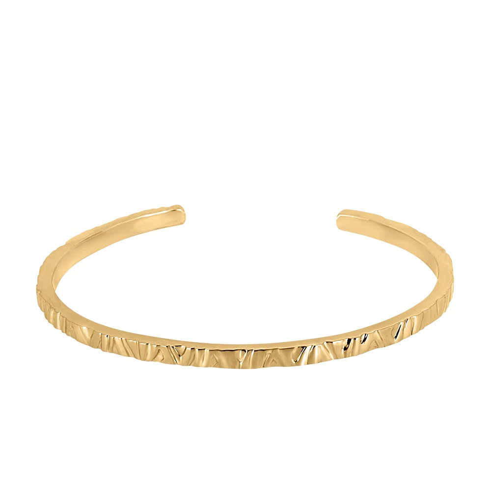 3MM Open Textured Bangle in Yellow Gold Plated Sterling Silver