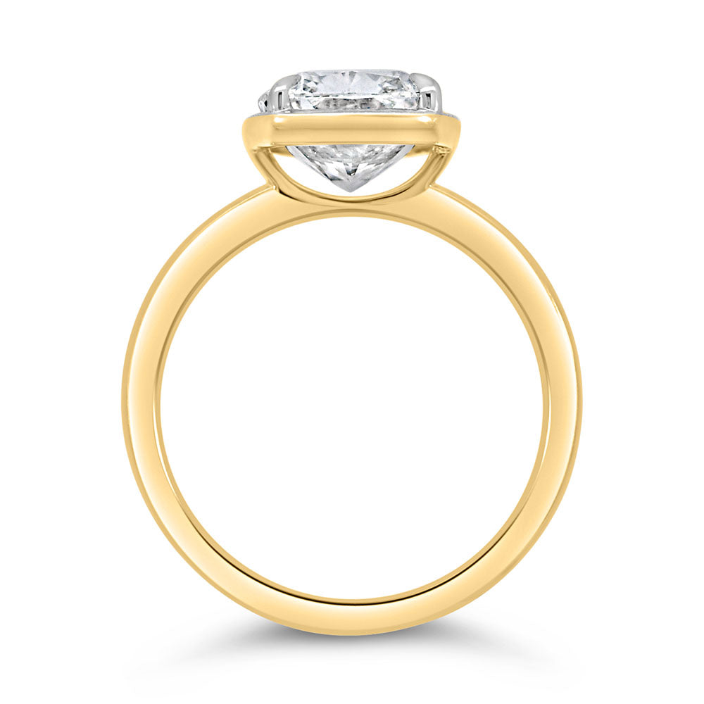 Elongated Cushion Cut Engagement Ring with 3.50 Carat Lab-grown Diamond in 14kt Yellow Gold