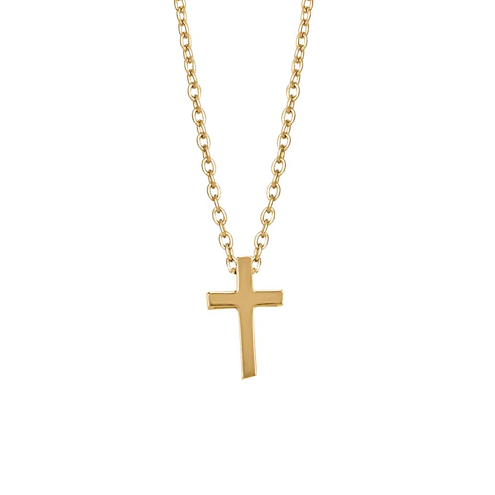 16"-18" Mini Cross Necklace in 10kt Yellow Gold