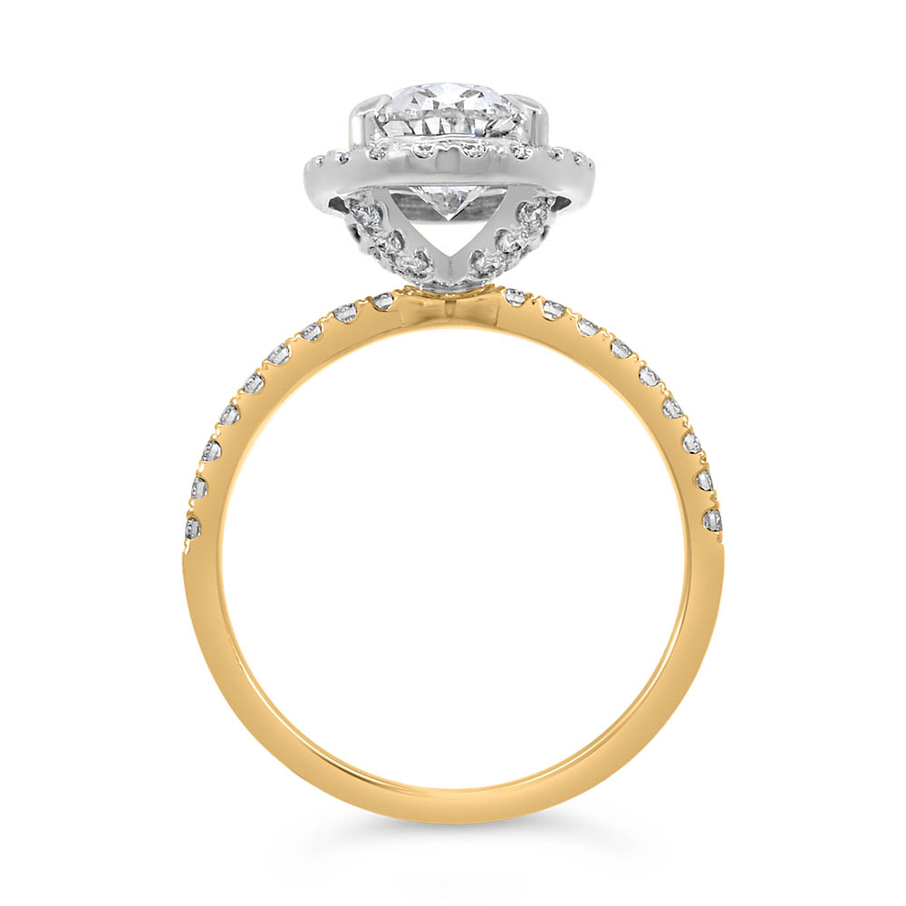 Oval Halo Engagement Ring with 3.00 Carat TW of Lab Created Diamonds in 14kt Yellow Gold