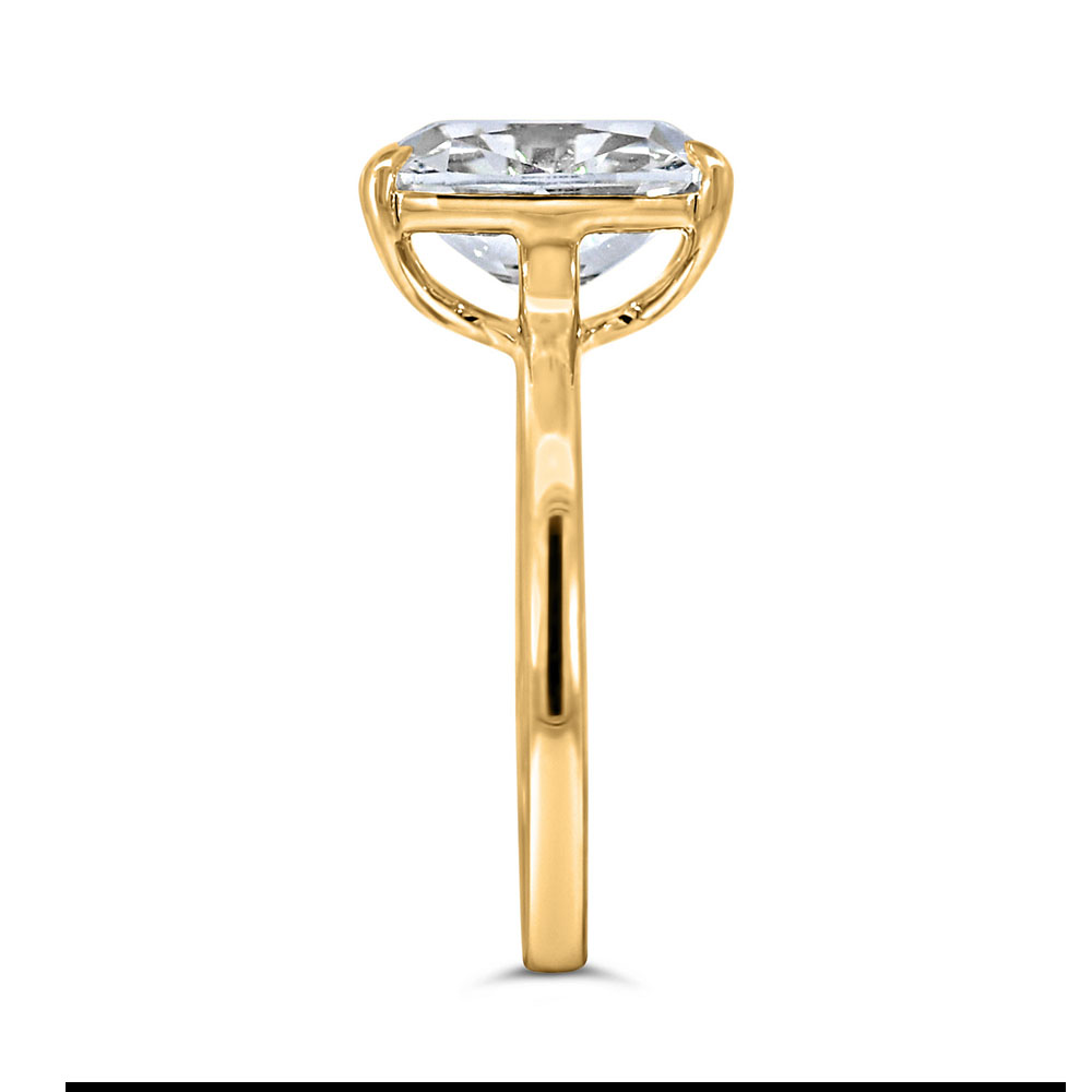 Old Mine Elongated Cushion Cut Engagement Ring with 3.00 Carat Lab Created Diamond in 14kt Yellow Gold