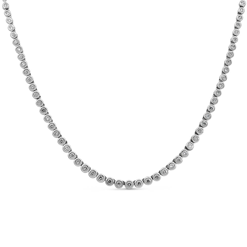 15.5"-17.5" Tennis Necklace with 1.00 Carat TW of Diamonds in 14kt White Gold
