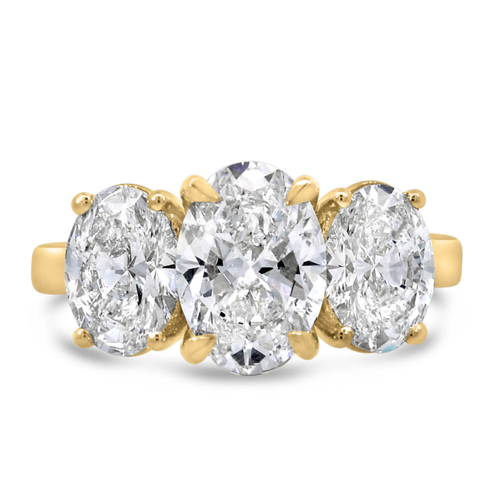Trinity Engagement Ring with 4.00 Carat TW of Lab Created Diamonds in 14kt Yellow Gold