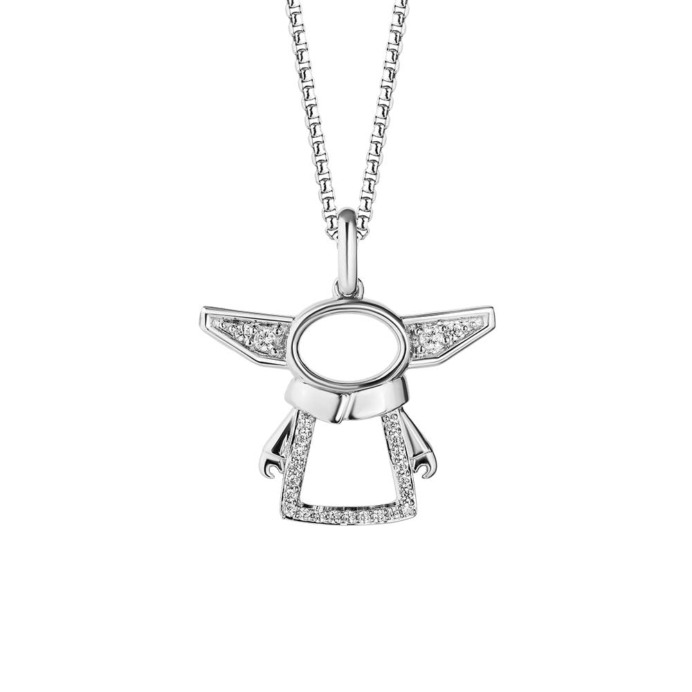 Star Wars Grogu Pendant with .13 Carat TW of Diamonds in Sterling Silver with Chain