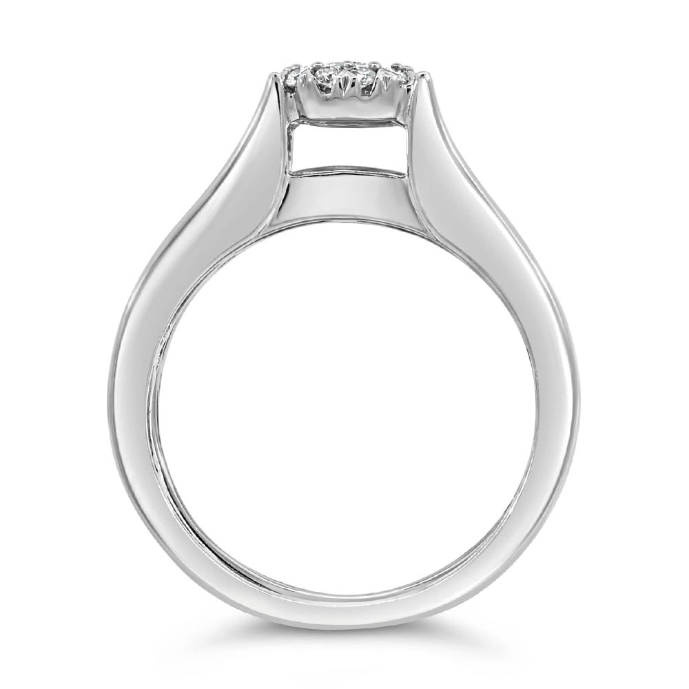 Halo Engagement Ring Set with .95 Carat TW of Diamonds in 14kt White Gold
