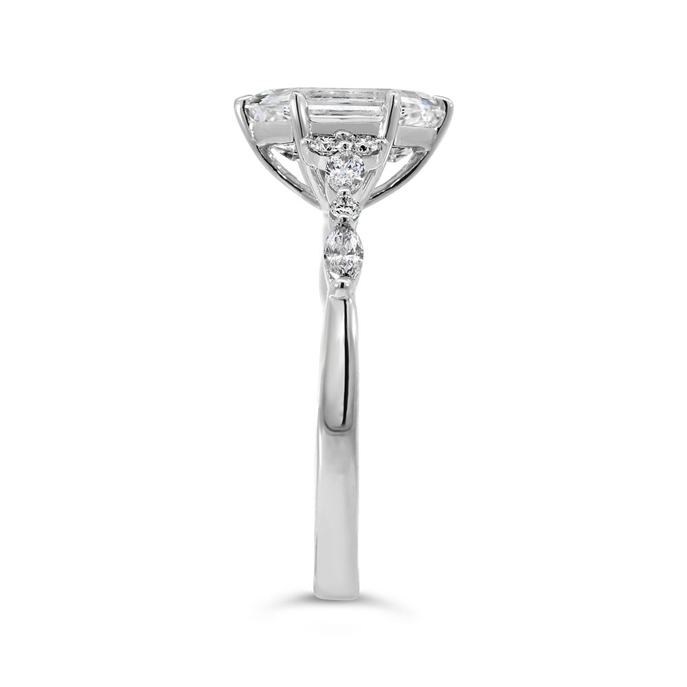 Elongated Hexagon Engagement Ring with 1.80 Carat TW of Lab Created Diamonds in 14kt White Gold