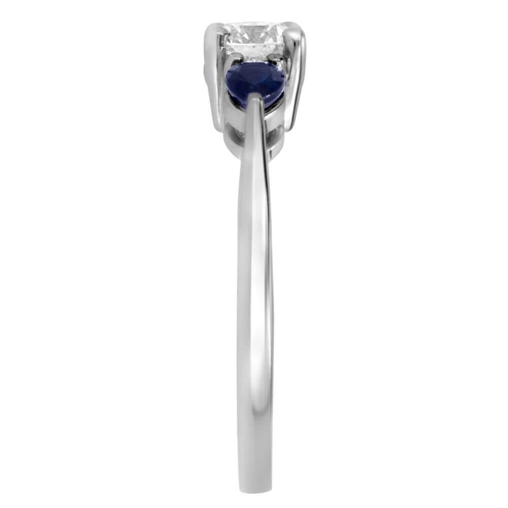 Colourless Collection Engagement Ring with Blue Sapphire and .50 Carat TW of Diamonds in 18kt White Gold