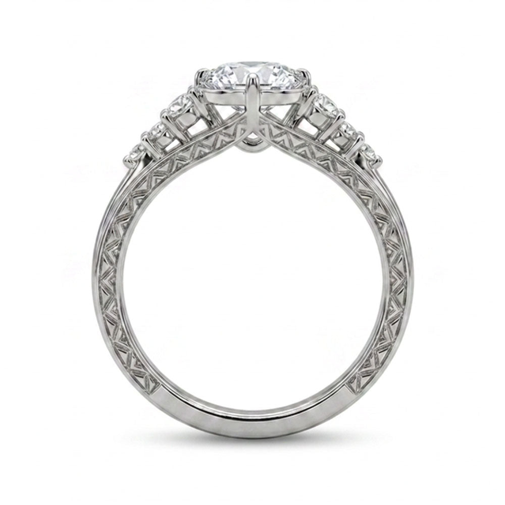 Elongated Radiant Engagement Ring with 3.20 Carat TW of Lab Created Diamonds in 14kt White Gold