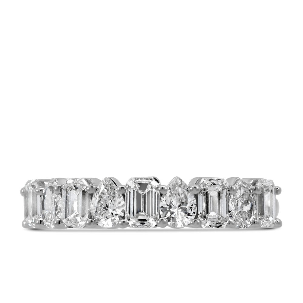 Emerald Cut and Pear Shape Lab Created Diamond Wedding Band with 1.50 Carat TW in 14kt White Gold