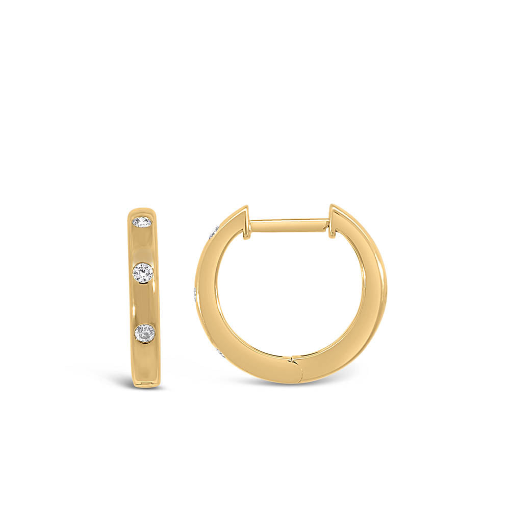 Huggie Hoop Earrings with .10 Carat TW of Diamonds in 10kt Yellow Gold