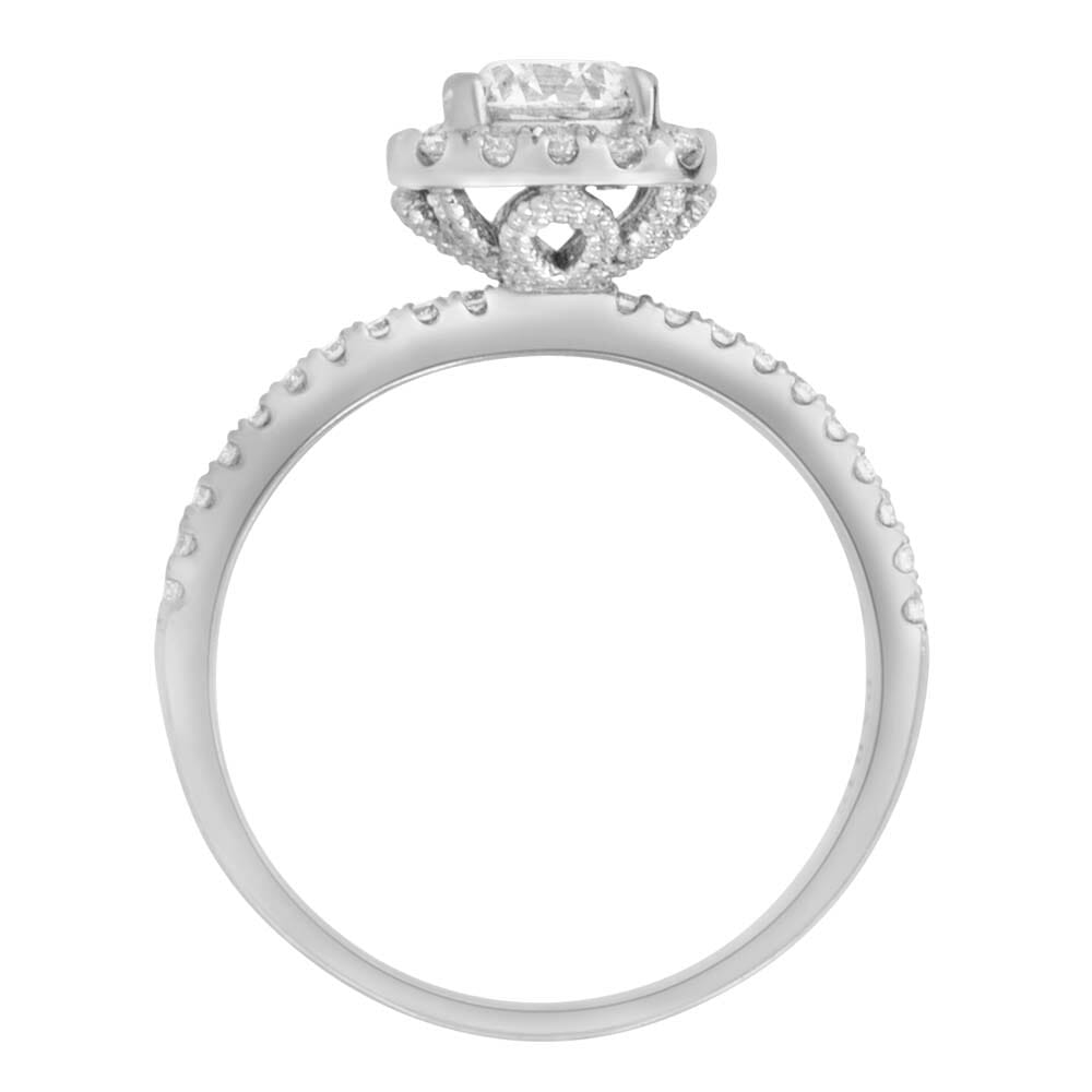 Northern Facet Ideal Cut Halo Engagement Ring with .70 Carat TW of Diamonds in 18kt White Gold