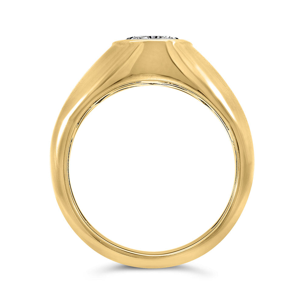 Bezel Set Elongated Cushion Cut Engagement Ring with 2.50 Carat Lab Created Diamond in 14kt Yellow Gold