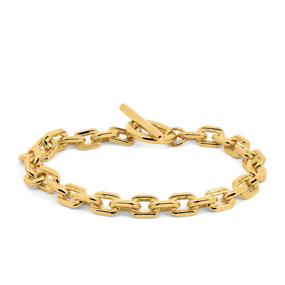 7" 6MM Alexis Square Roll Bracelet in Gold Plated Sterling Silver