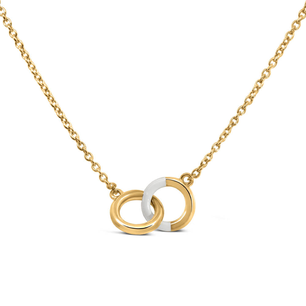 16"-18" White Enamel Duo Necklace in Gold Plated Sterling Silver
