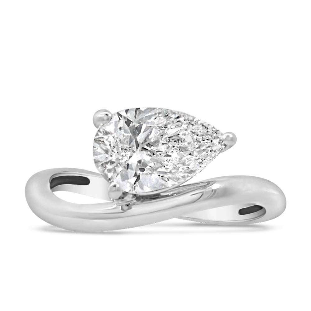 Pear Solitaire Engagement Ring with 2.00 Carat TW of Lab Created Diamonds in 14kt White Gold