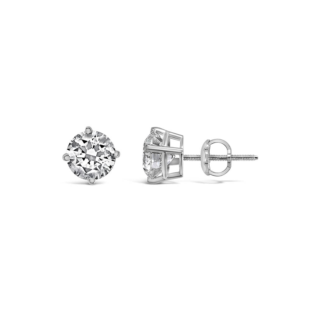 Classic Solitaire Stud Earrings with 2.00 Carat TW of Lab Created Diamonds in 14kt White Gold