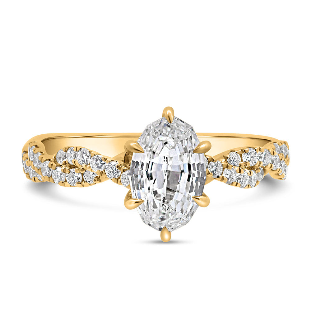 Oval Engagement Ring with 1.97 Carat TW of Lab Created Diamonds in 14kt Yellow Gold