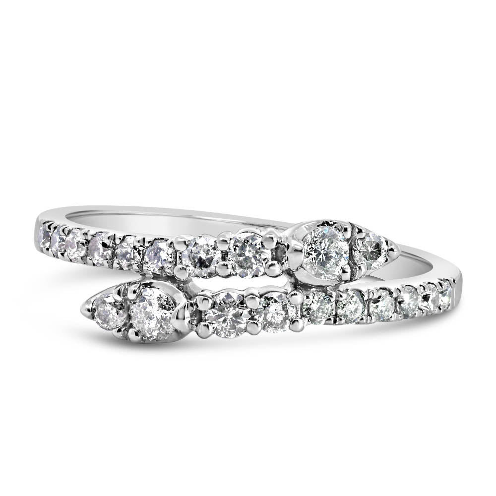 White Gold Diamond Bypass Ring with .50 Carat TW in 10kt Gold