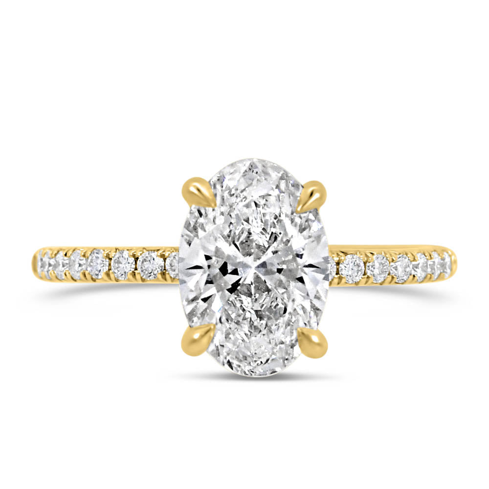 Oval Engagement Ring with 2.20 Carat TW of Lab Created Diamonds in 14kt Yellow Gold