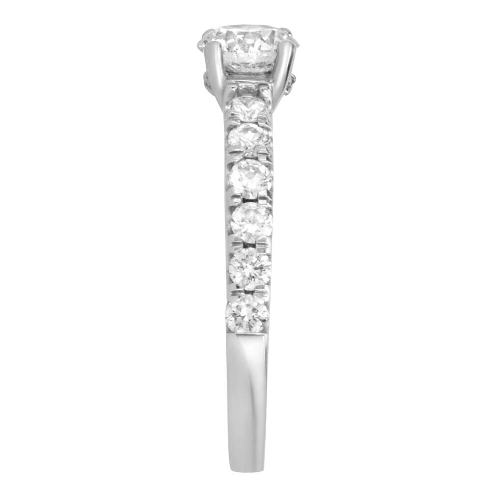 Northern Facet Ideal Cut Halo Engagement Ring with 1.30 Carat TW of Diamonds in 18kt White Gold