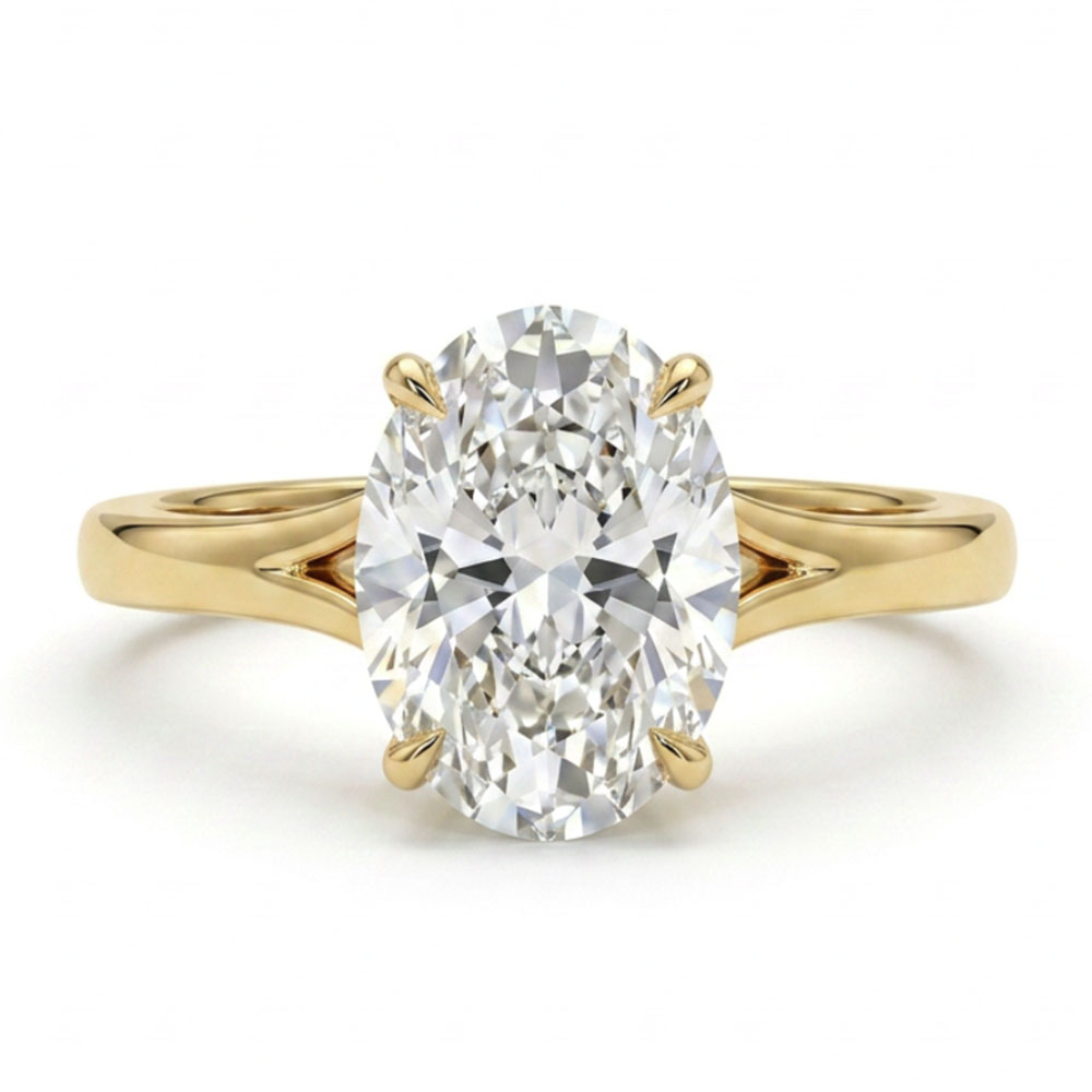 Oval Solitaire Engagement Ring with 2.10 Carat TW of Lab Created Diamonds in 14kt Yellow Gold