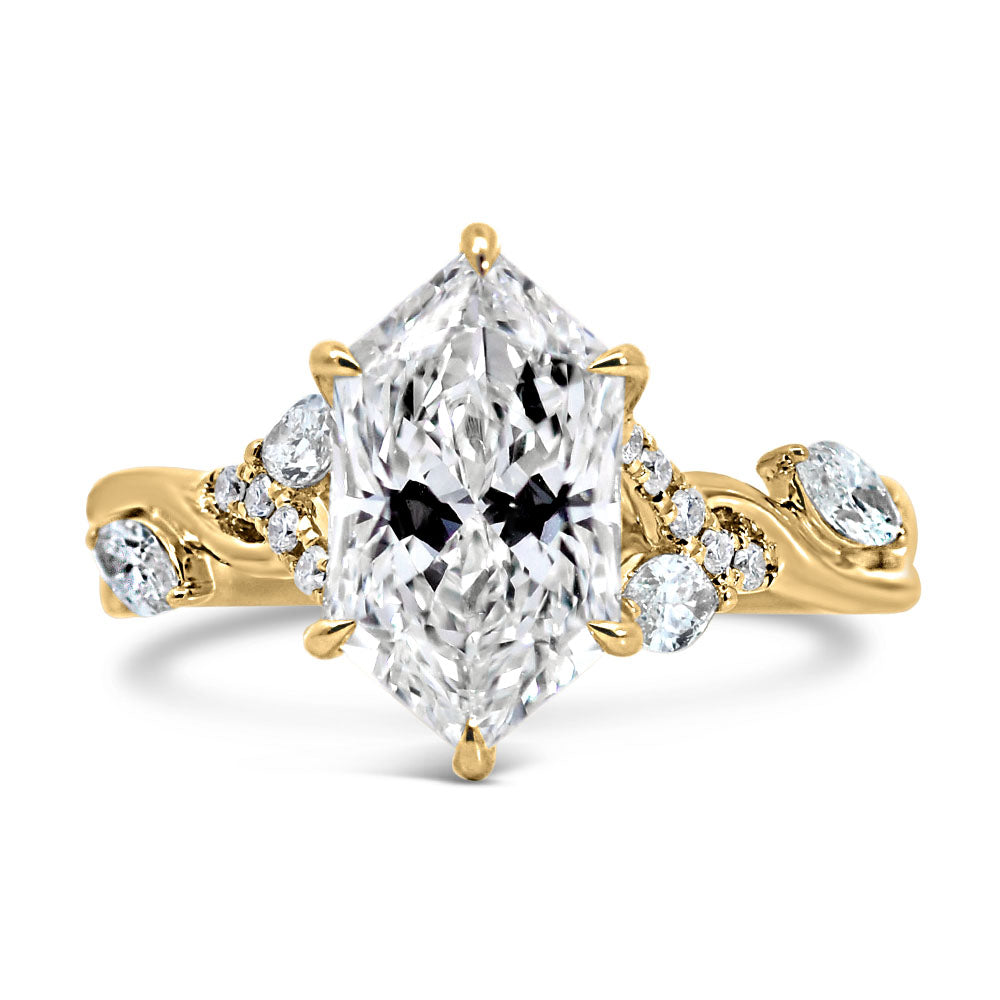 Dutch Marquise Engagement Ring with 3.50 Carat TW of Lab Created Diamonds in 14kt Yellow Gold