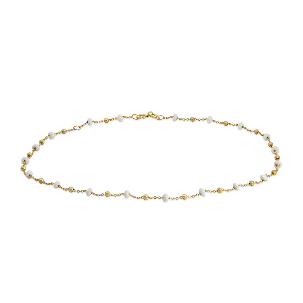 9"+1" Beaded Anklet in 10kt Yellow Gold
