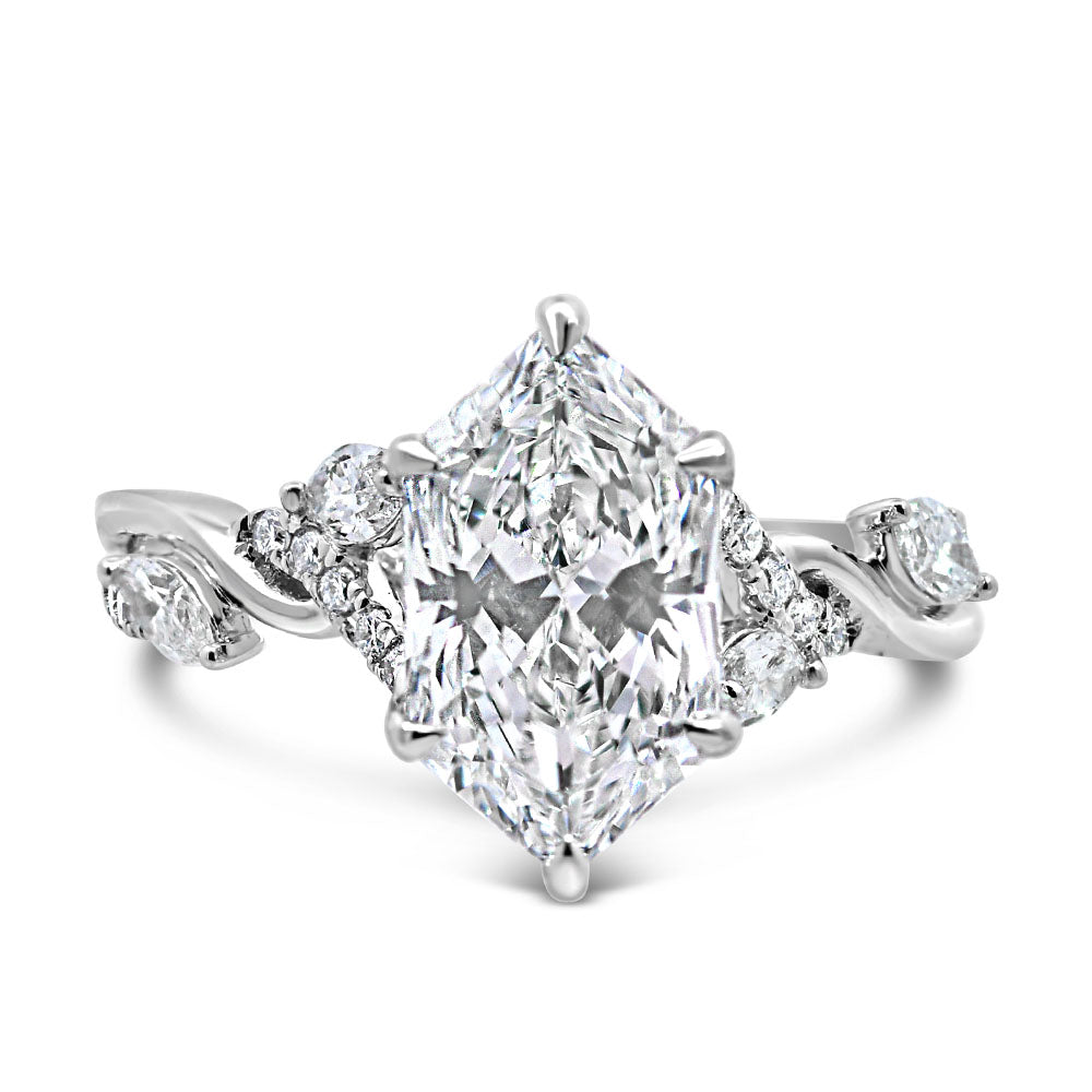 Dutch Marquise Engagement Ring with 3.50 Carat TW of Lab Created Diamonds in 14kt White Gold