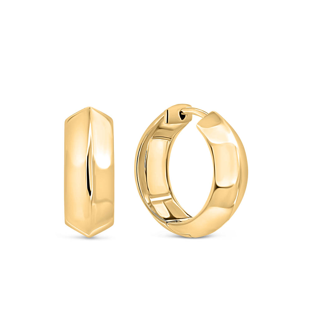 8MM Adeline Edge Hoop Earrings in Gold Plated Sterling Silver