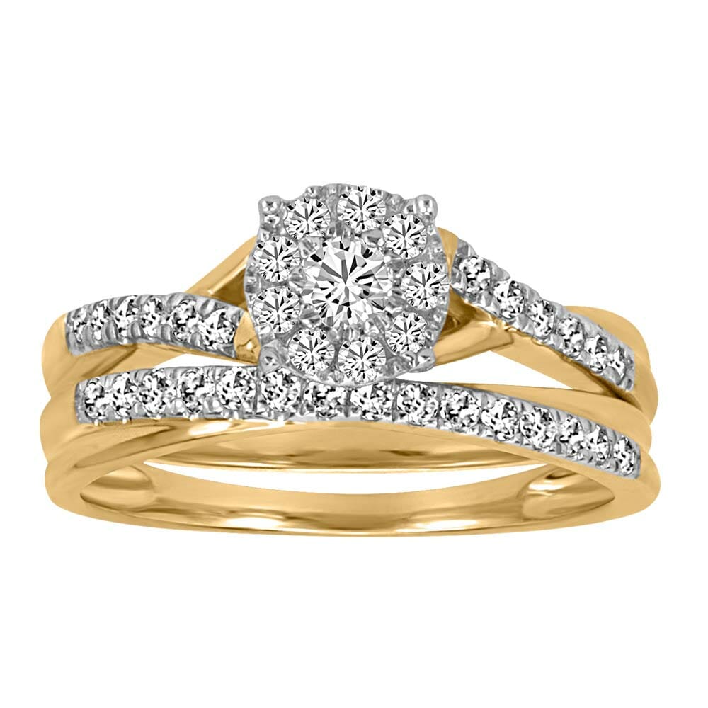Halo Bridal Set with .50 Carat TW of Diamonds in 10kt Yellow Gold