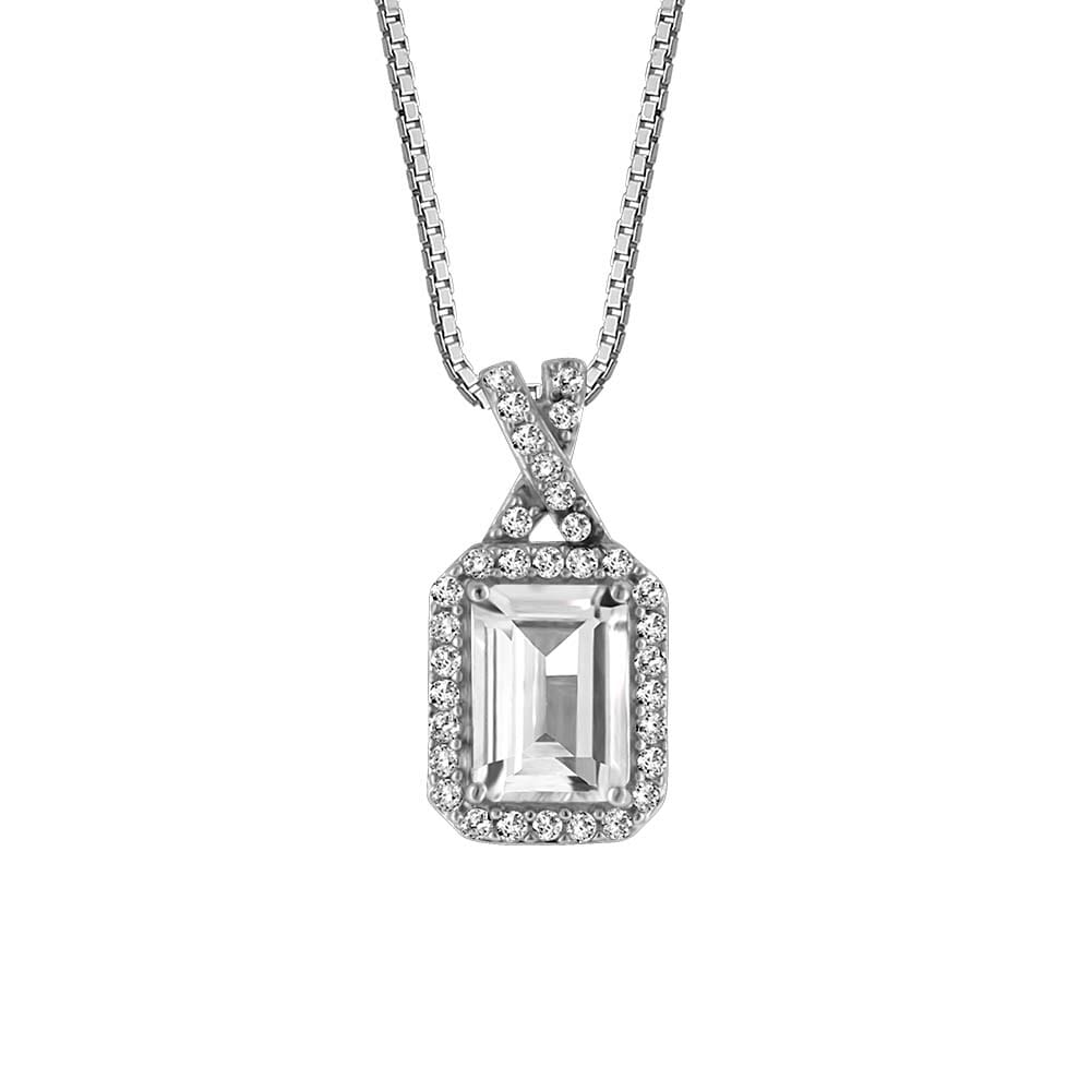 Pendant with Created White Sapphire in Sterling Silver