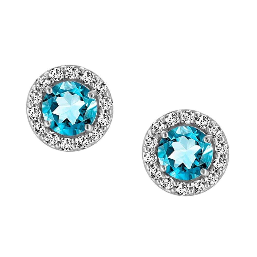 Birthstone Set Bundle with Genuine Blue Topaz and Cubic Zirconia in Sterling Silver