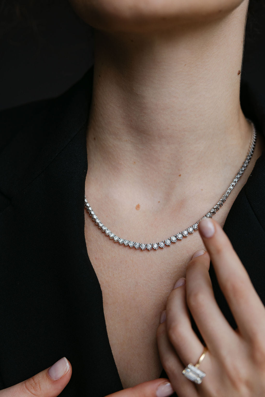 Graduated Tennis Necklace with 3.00 Carat TW of Lab-grown Diamonds in Sterling Silver