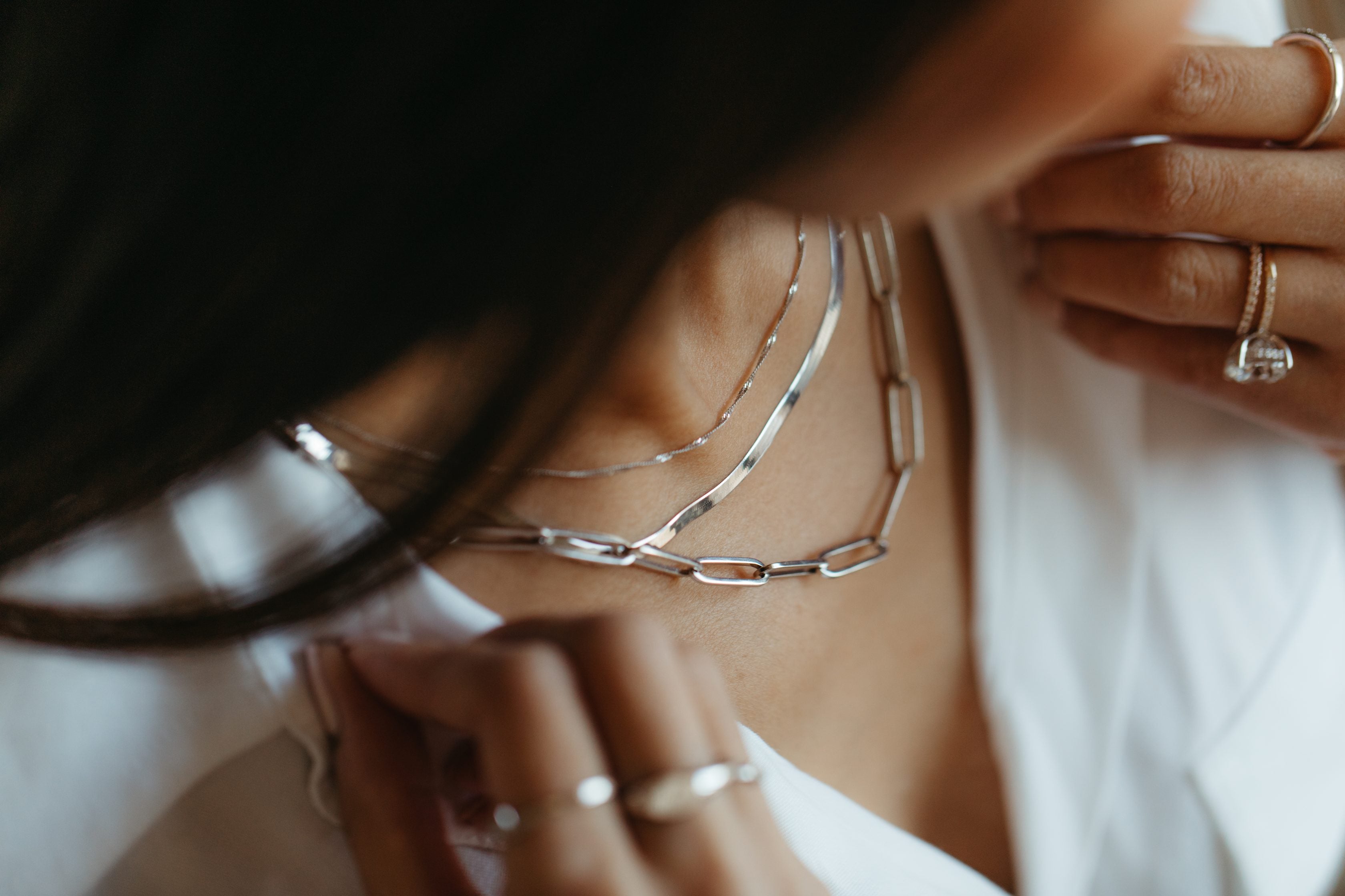 16"-18" 3MM Herringbone Chain in 10kt White Gold
