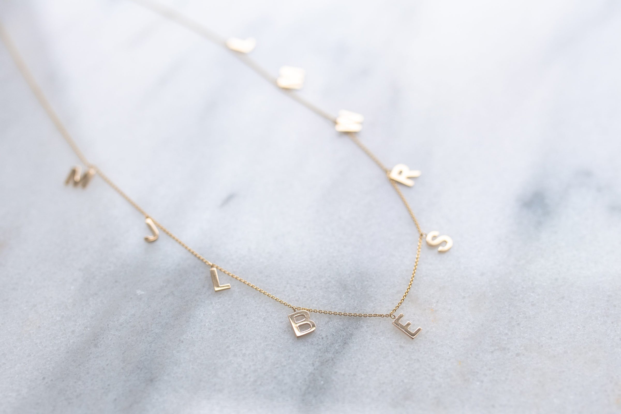 Custom Initial necklace Solid Gold