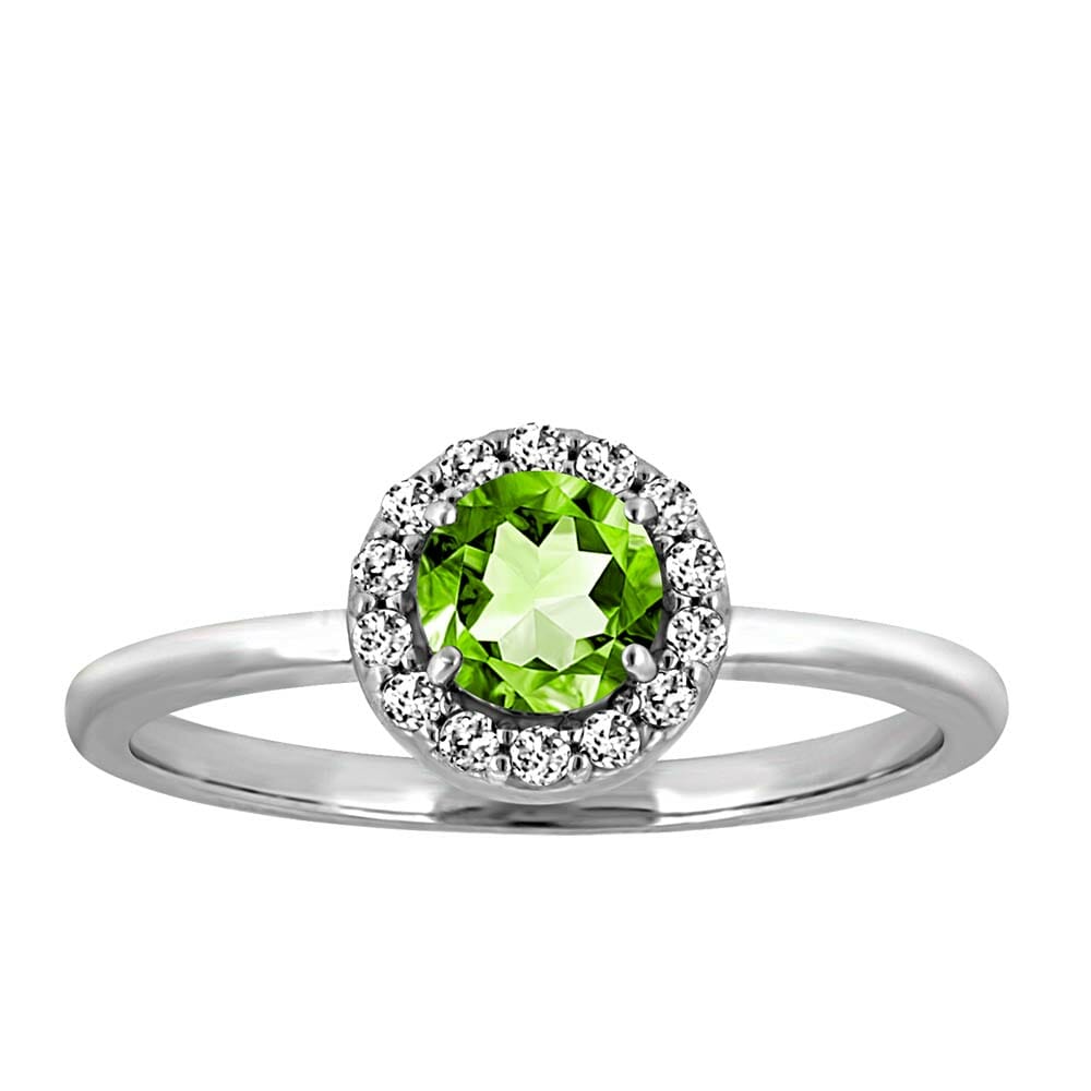 Ring with Genuine Peridot and Cubic Zirconia in Sterling Silver