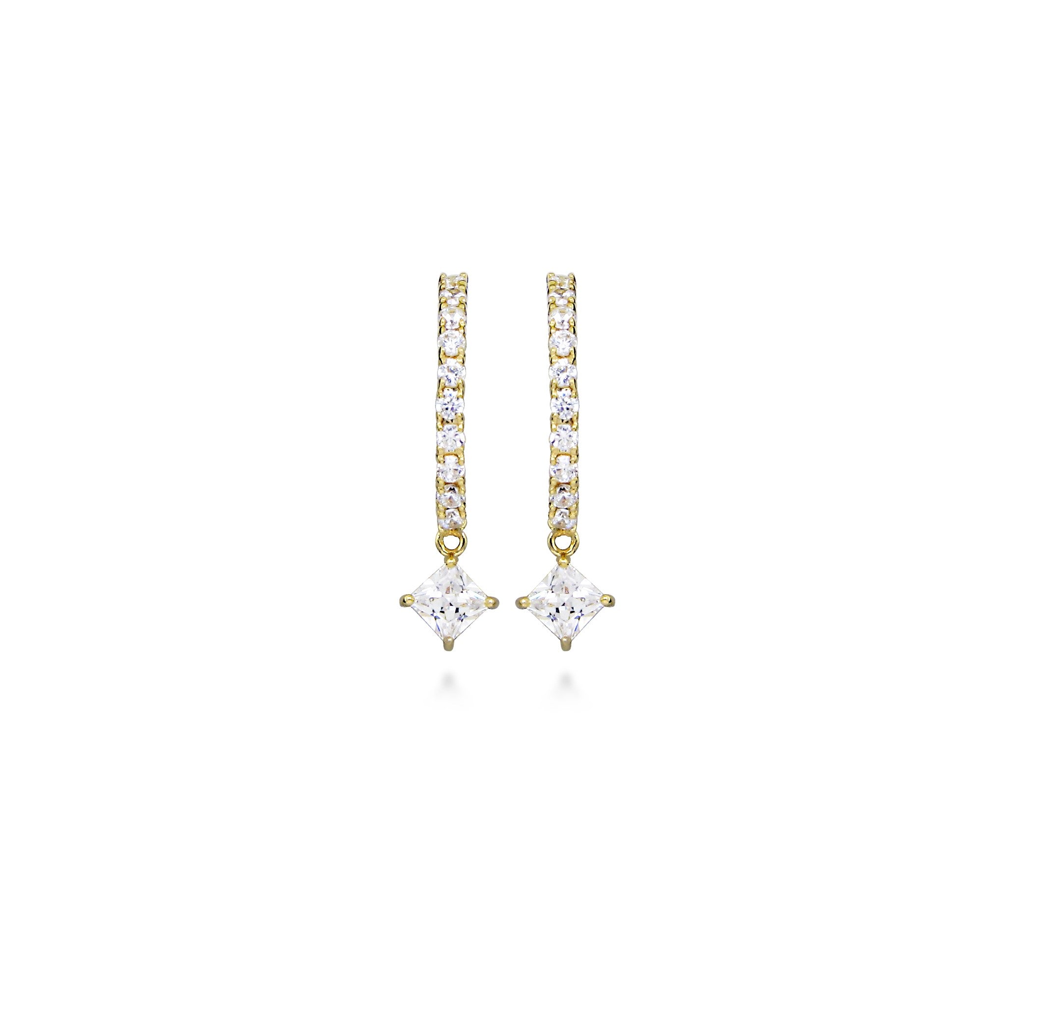 Hoop Earrings with Cubic Zirconia in Gold Plated Sterling Silver