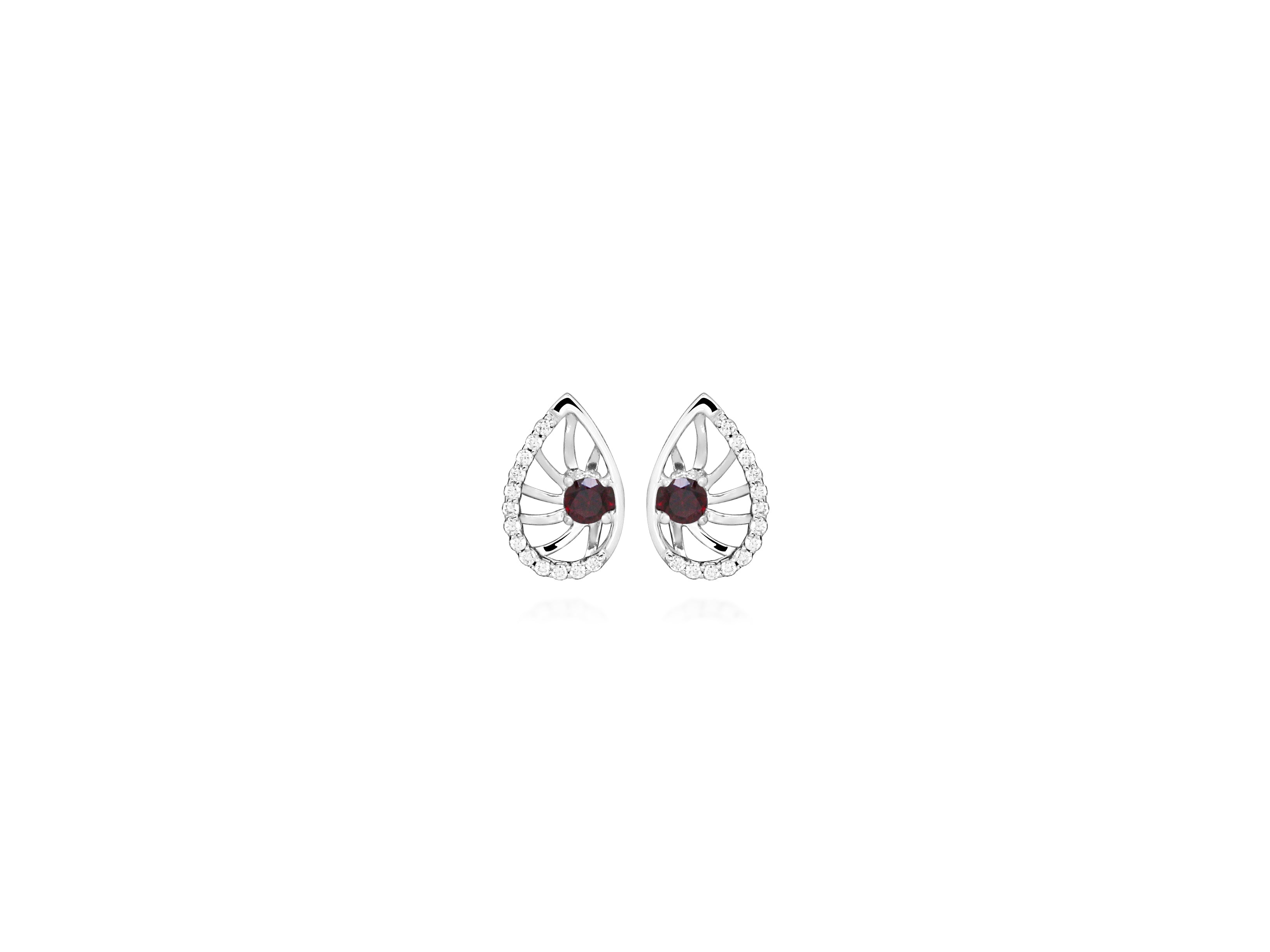 Earrings with Garnet and Cubic Zirconia in Sterling Silver