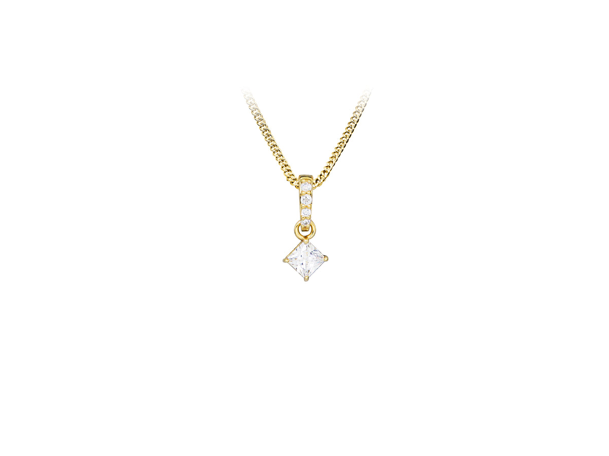 Pendant with Cubic Zirconia in Gold Plated Sterling Silver with Chain