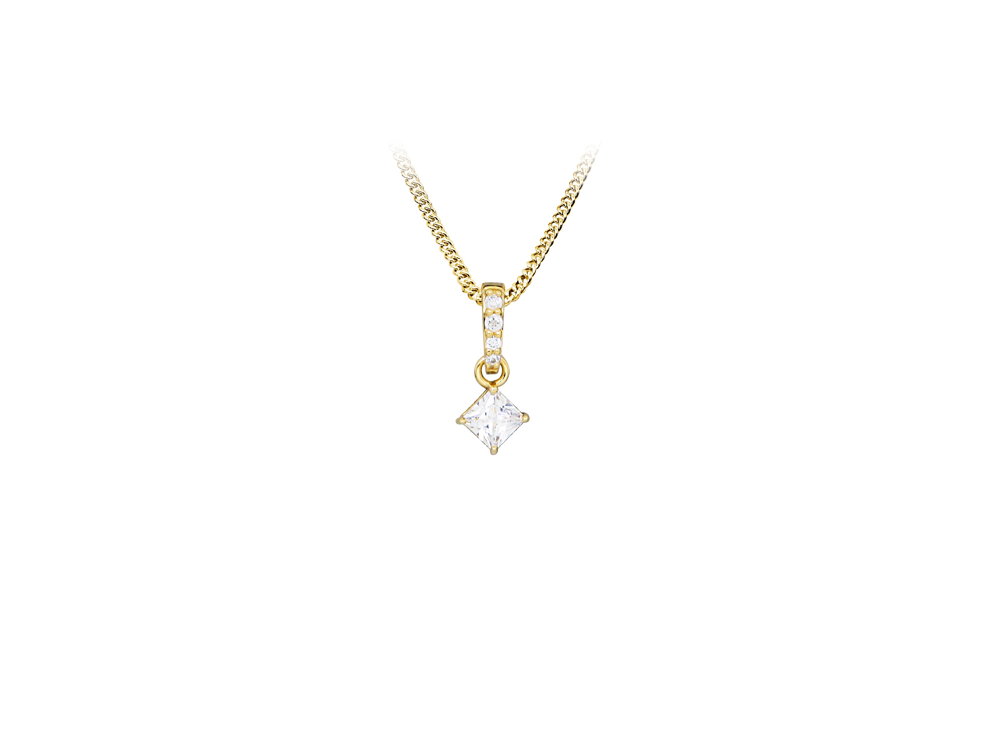 Pendant with Cubic Zirconia in Gold Plated Sterling Silver with Chain