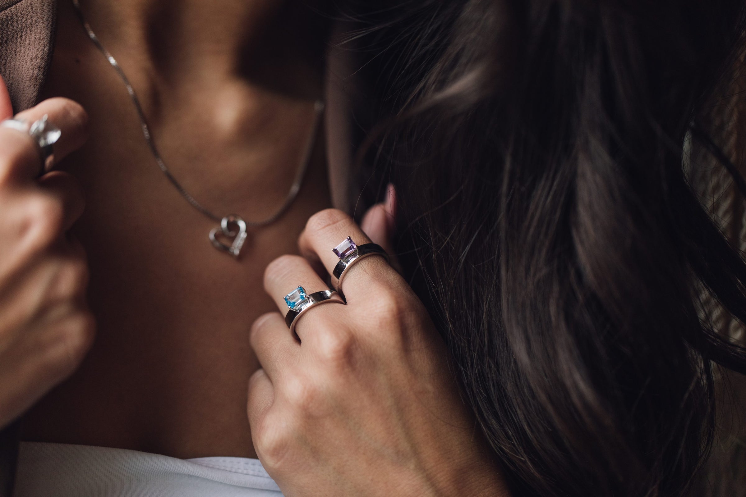 Ring with Emerald Cut White Topaz in Sterling Silver