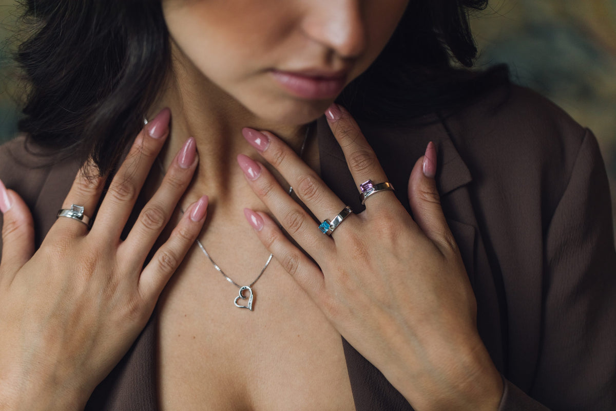 Ring with Emerald Cut White Topaz in Sterling Silver
