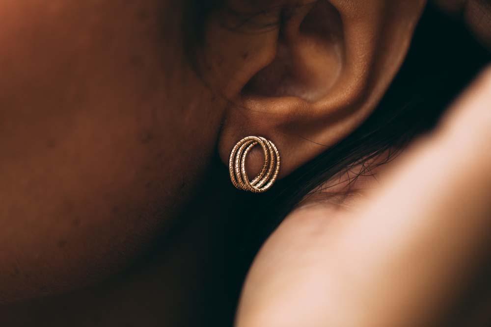 Triple Curve Helix Stud Earrings in 10kt Yellow Gold