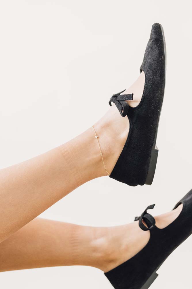 Station Heart Anklet in 10kt Yellow Gold