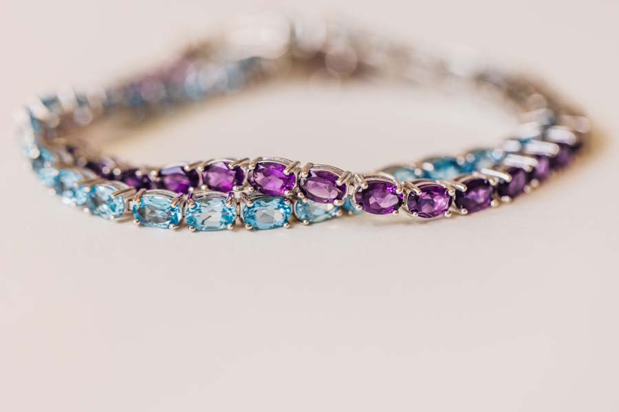 7.5" Tennis Bracelet with Amethyst in Sterling Silver