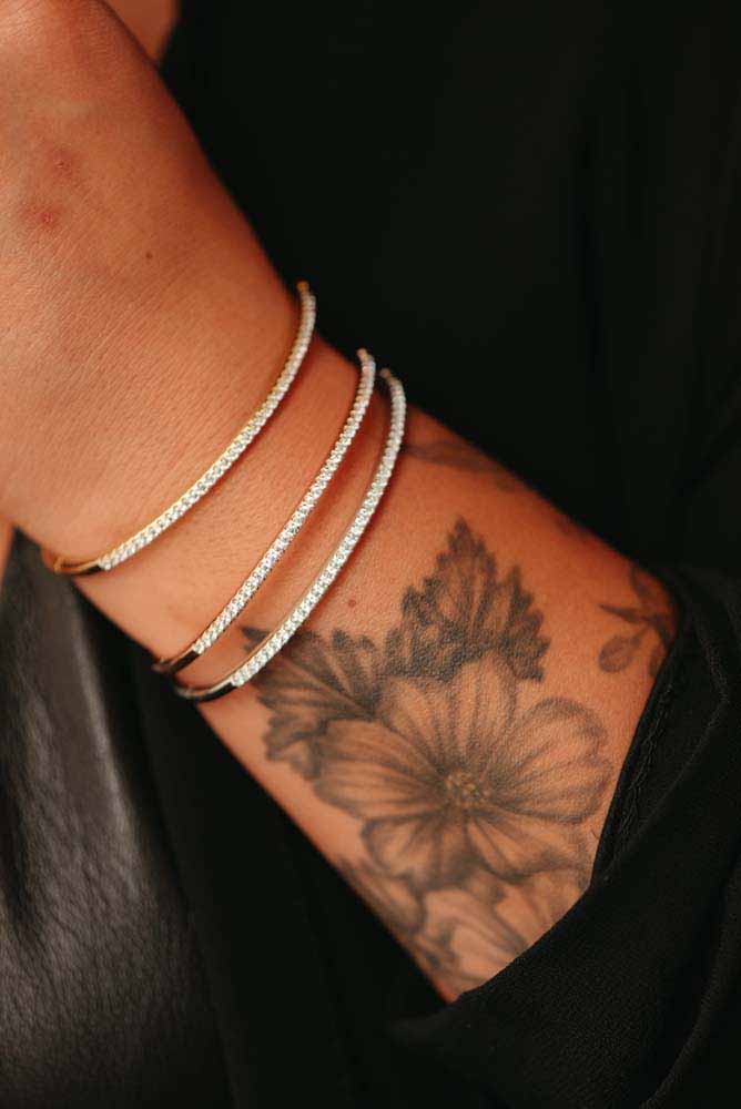 Classic Bangle with Cubic Zirconia in Yellow Gold Plated Sterling Silver